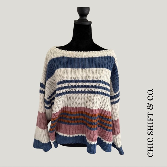 By Together Sweaters - By Together | Off-the-Shoulder Striped Sweater | NWOT | S